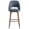 Tabouret de bar Ravello en similicuir Arizona Porcelaine – Pieds bois teintés noyer