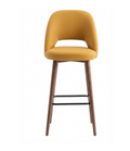 Tabouret de bar Ravello en similicuir Arizona Moutarde – Pieds bois teintés noyer