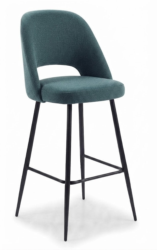 Tabouret de bar Ravello en tissu Gava 76 – Pieds métal noir