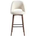 Tabouret de bar Ravello en tissu Gava 03 crème – Pieds bois teintés noyer