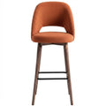 Tabouret de bar Ravello en tissu Gava 56 terracotta – Pieds bois teintés noyer