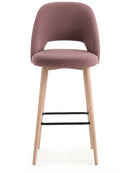 Tabouret de bar Ravello en tissu Gava 58 rose chiné – Pieds en bois