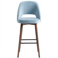Tabouret de bar Ravello en velours Casino Safira – Pieds bois teintés noyer