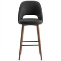 Tabouret de bar Ravello en similicuir Arizona Gris – Pieds bois teintés noyer