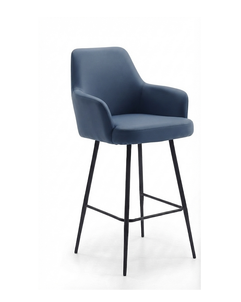 Tabouret de bar Vigevano en similicuir Arizona Porcelaine – Pieds acier noir