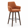 Tabouret de bar Vigevano en tissu Gava 56 terracotta – Pieds bois teintés noyer